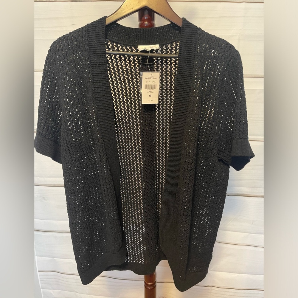NWT - NORTHERN REFLECTIONS Black open-knit cardigan. Size XXL